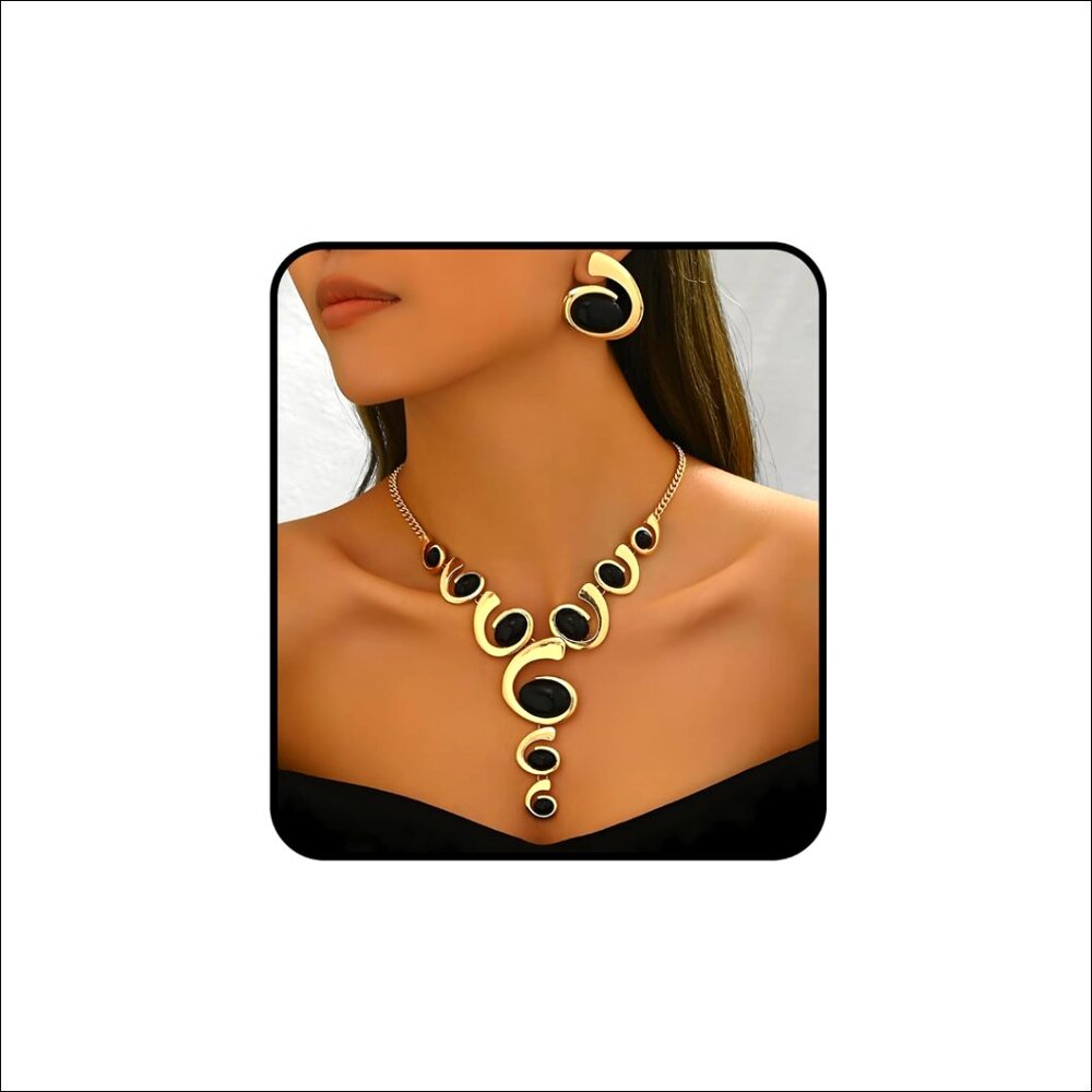 Hypoallergenic Jewelry Set with Adjustable Necklace and Dainty Earrings